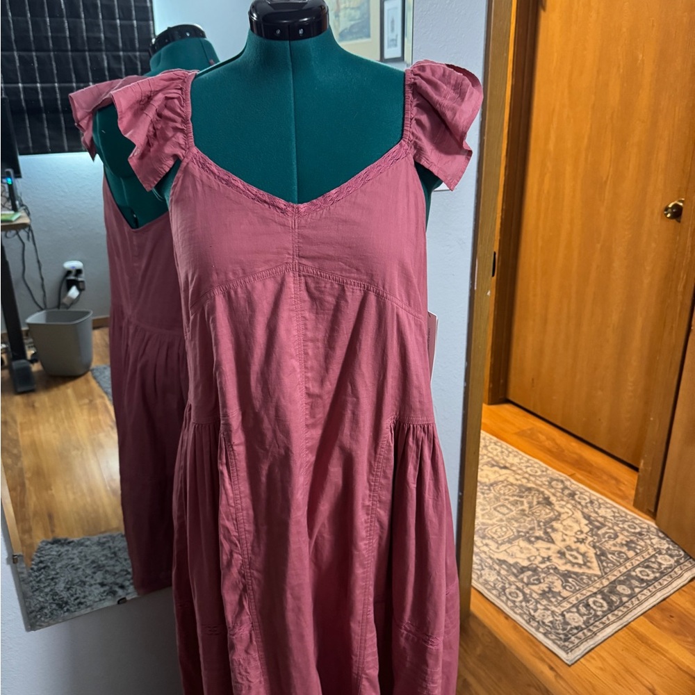 Treasure & Bond Pink Ruffled Cap Sleeve Sundress